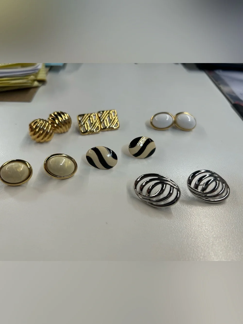 Vintage Trifari & Napier Lot of 5 Clip On and Stud Earrings.